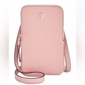 Kate Spade Polly pink pebbled leather phone crossbody